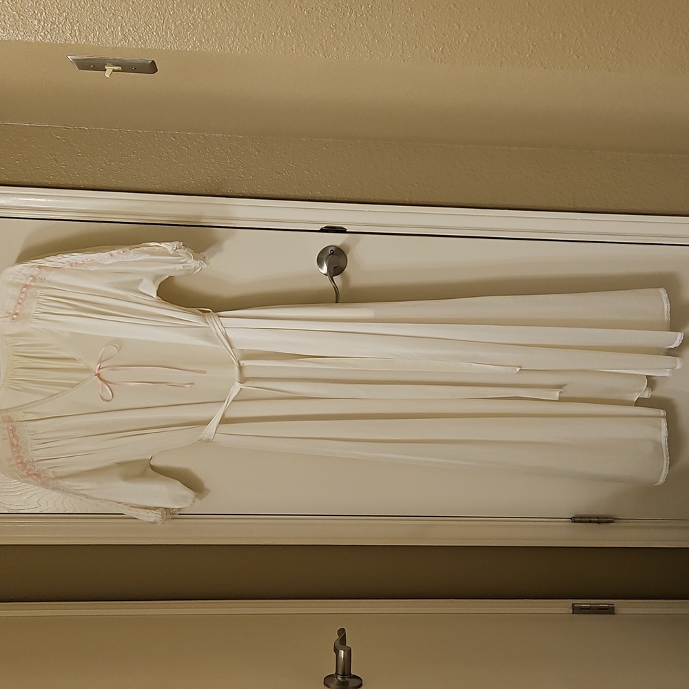 80's Vintage Bridal Peignoir Set with Full-length, White Sheer Negligee and Robe